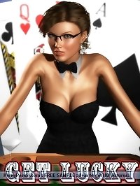 Sexy MILF advertises a casino in a black dress